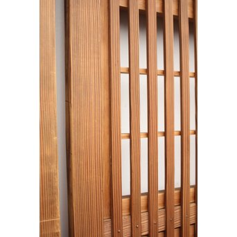 障子枠付 白木絵ガラス格子戸 2枚1組　L913 