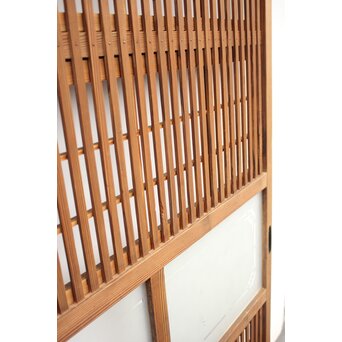 障子枠付 白木絵ガラス格子戸 2枚1組　L913 