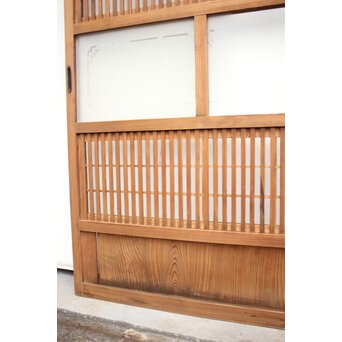 障子枠付 白木絵ガラス格子戸 2枚1組　L913 