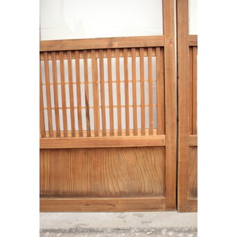 障子枠付 白木絵ガラス格子戸 2枚1組　L913 