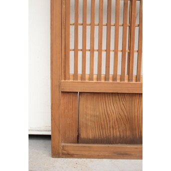 障子枠付 白木絵ガラス格子戸 2枚1組　L913 