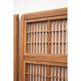 障子枠付 白木絵ガラス格子戸 2枚1組　L913 