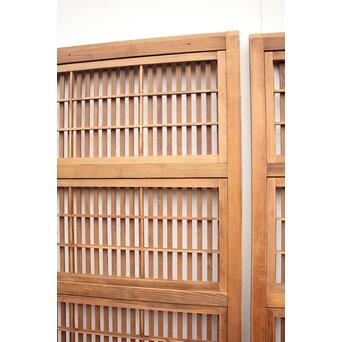 障子枠付 白木絵ガラス格子戸 2枚1組　L913 