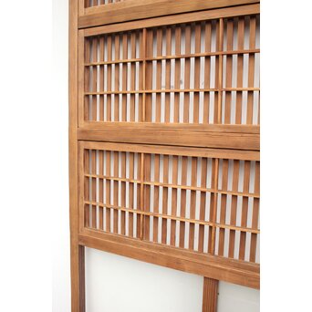 障子枠付 白木絵ガラス格子戸 2枚1組　L913 