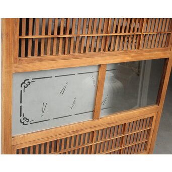 障子枠付 白木絵ガラス格子戸 2枚1組　L913 