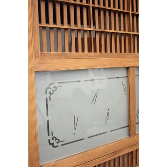 障子枠付 白木絵ガラス格子戸 2枚1組　L913 