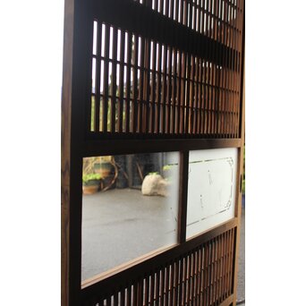 障子枠付 白木絵ガラス格子戸 2枚1組　L913 