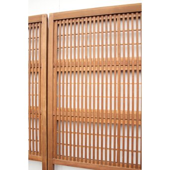 障子枠付 白木絵ガラス格子戸 2枚1組　L913 