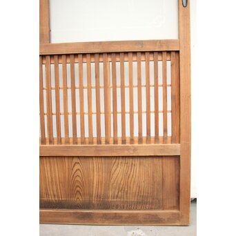 障子枠付 白木絵ガラス格子戸 2枚1組　L913 