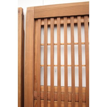 障子枠付 白木絵ガラス格子戸 2枚1組　L913 