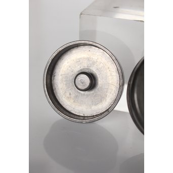 市川銕琅/鉄琅 漢詩彫錫茶入/茶壺　M022 