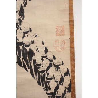 倣 伊藤若冲 千僧供養 掛軸　Z012 