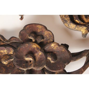 李朝金彩寺院木彫 破片B   X021 