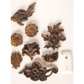 李朝金彩寺院木彫 破片B   X021 