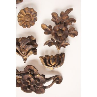 李朝金彩寺院木彫 破片B   X021 