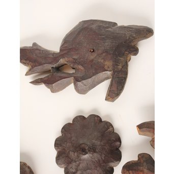 李朝金彩寺院木彫 破片B   X021 