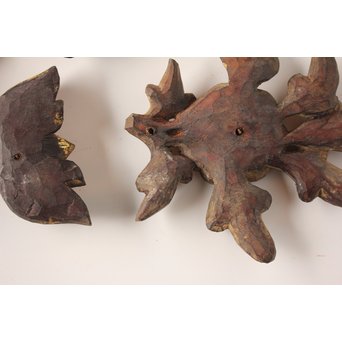 李朝金彩寺院木彫 破片B   X021 