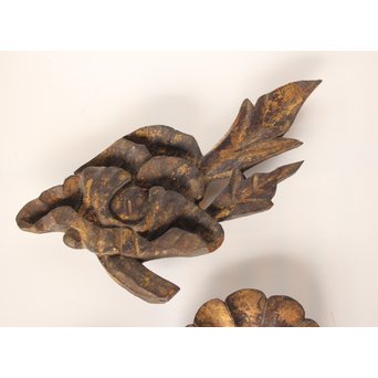 李朝金彩寺院木彫 破片B   X021 