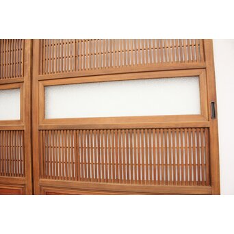 腰板欅 障子枠付 白木格子戸 4枚1組　L918 