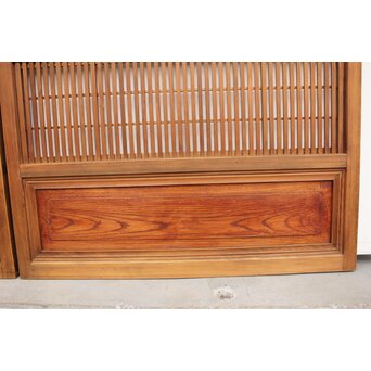 腰板欅 障子枠付 白木格子戸 4枚1組　L918 