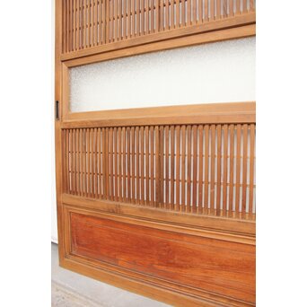腰板欅 障子枠付 白木格子戸 4枚1組　L918 