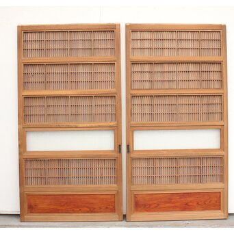 腰板欅 障子枠付 白木格子戸 4枚1組　L918 