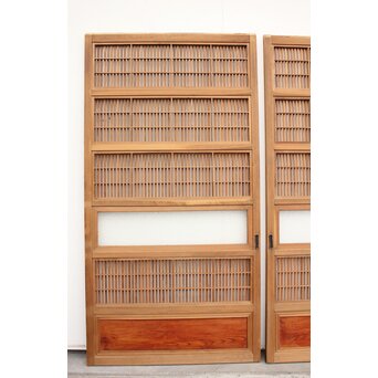 腰板欅 障子枠付 白木格子戸 4枚1組　L918 