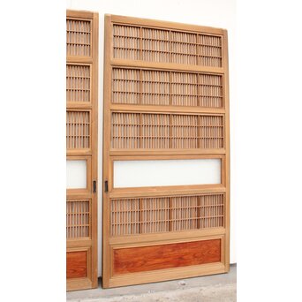 腰板欅 障子枠付 白木格子戸 4枚1組　L918 