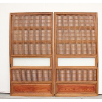 腰板欅 障子枠付 白木格子戸 4枚1組　L918 