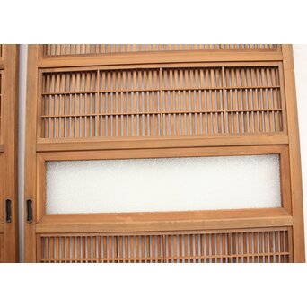 腰板欅 障子枠付 白木格子戸 4枚1組　L918 