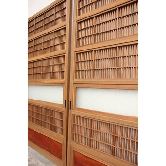 腰板欅 障子枠付 白木格子戸 4枚1組　L918 