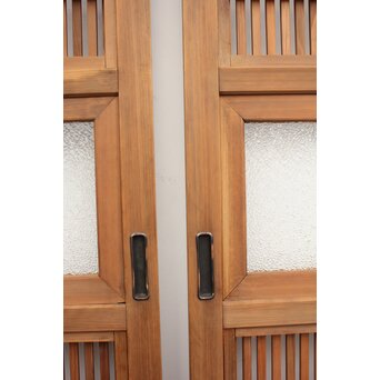 腰板欅 障子枠付 白木格子戸 4枚1組　L918 