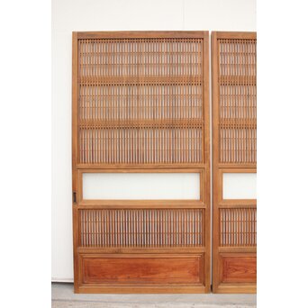 腰板欅 障子枠付 白木格子戸 4枚1組　L918 