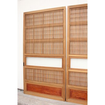 腰板欅 障子枠付 白木格子戸 4枚1組　L918 