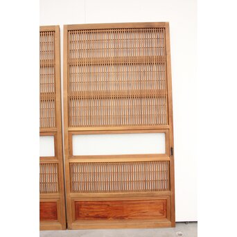 腰板欅 障子枠付 白木格子戸 4枚1組　L918 