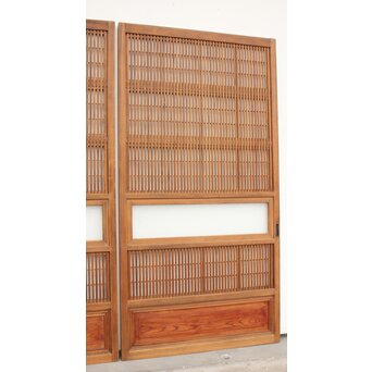 腰板欅 障子枠付 白木格子戸 4枚1組　L918 