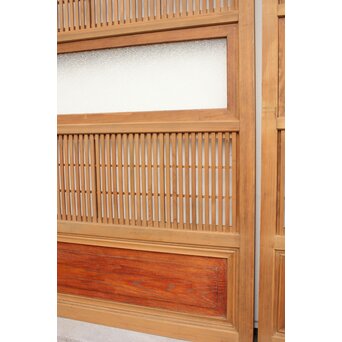 腰板欅 障子枠付 白木格子戸 4枚1組　L918 