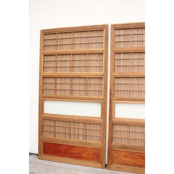 腰板欅 障子枠付 白木格子戸 4枚1組　L918 