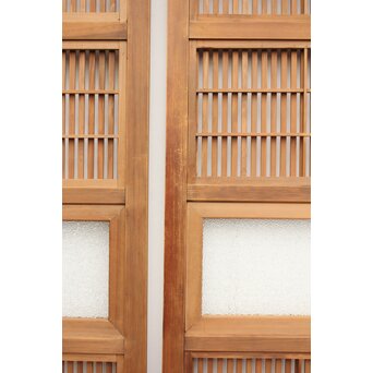 腰板欅 障子枠付 白木格子戸 4枚1組　L918 