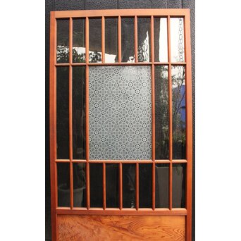 障子戸風デザインのガラス戸 4枚1組　GD1158 中央には腐食ガラス　その他はクリアですっきり