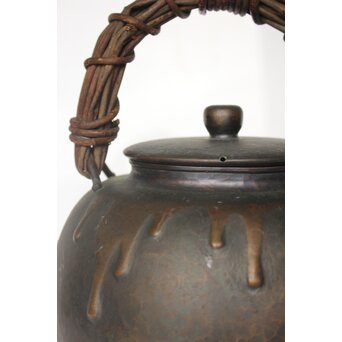 玉川堂 鎚起銅製 甕垂文湯沸/銅瓶 アケビ蔓弦　M042 