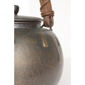 玉川堂 鎚起銅製 甕垂文湯沸/銅瓶 アケビ蔓弦　M042 