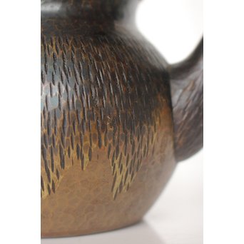 玉川堂 鎚起銅製 壷形ござ目藤編横手急須　M043 