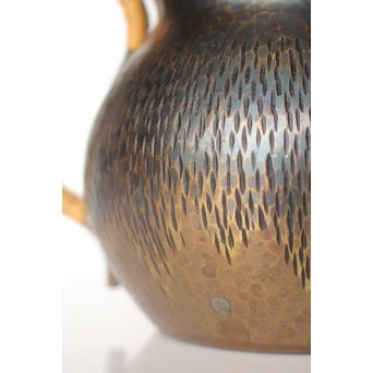 玉川堂 鎚起銅製 壷形ござ目藤編横手急須　M043 