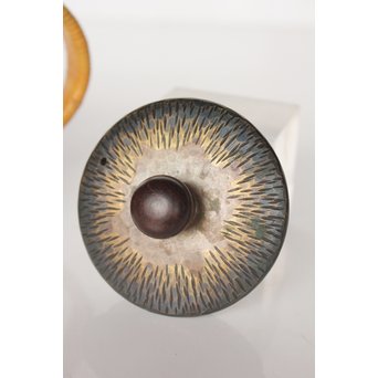 玉川堂 鎚起銅製 壷形ござ目藤編横手急須　M043 