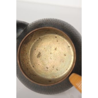 玉川堂 鎚起銅製 壷形ござ目藤編横手急須　M043 