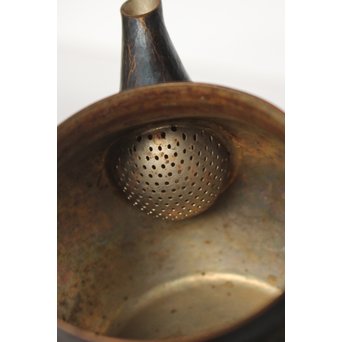 玉川堂 鎚起銅製 壷形ござ目藤編横手急須　M043 