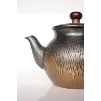 玉川堂 鎚起銅製 壷形ござ目藤編横手急須　M043 