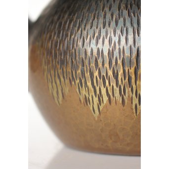 玉川堂 鎚起銅製 壷形ござ目藤編横手急須　M043 