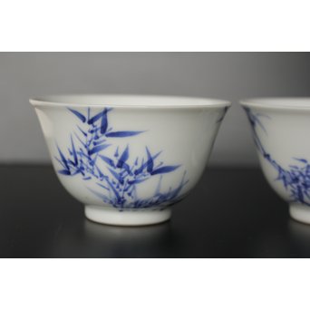 初代 三浦竹泉 青華漢詩竹図 茶器 茶瓶 急須　P033 